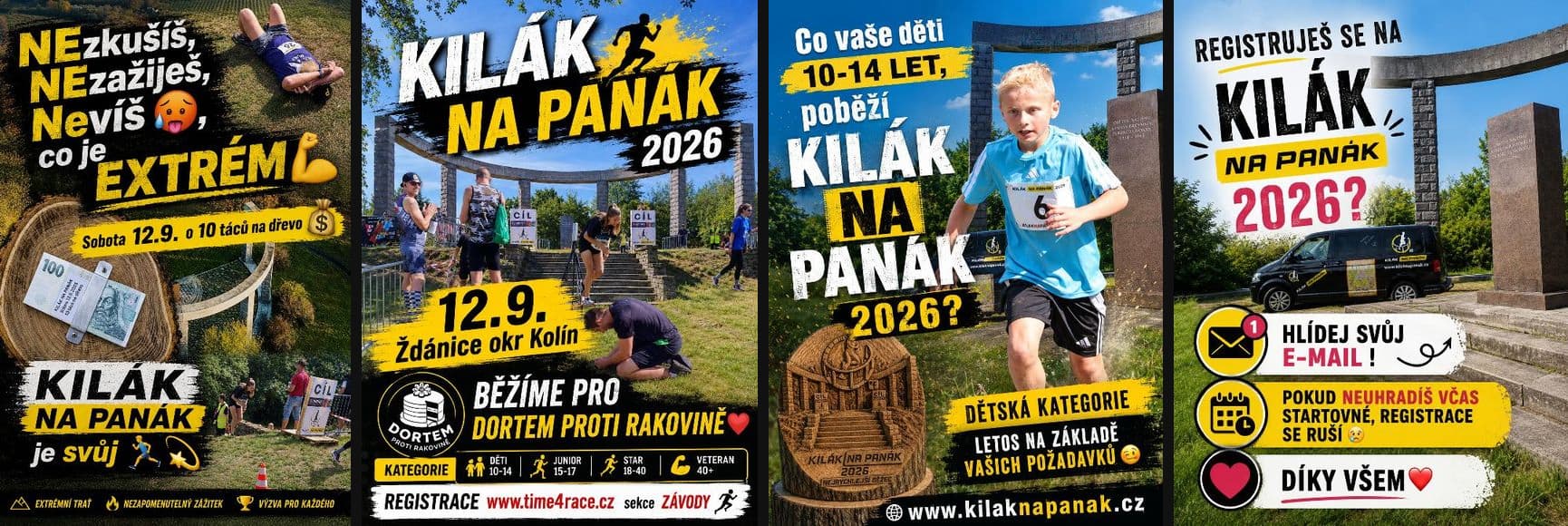 KILÁK NA PANÁK 2026 – 12. 9. 2026 Ždánice, okr. Kolín. Extrémní terénní běh, registrace na time4race.cz