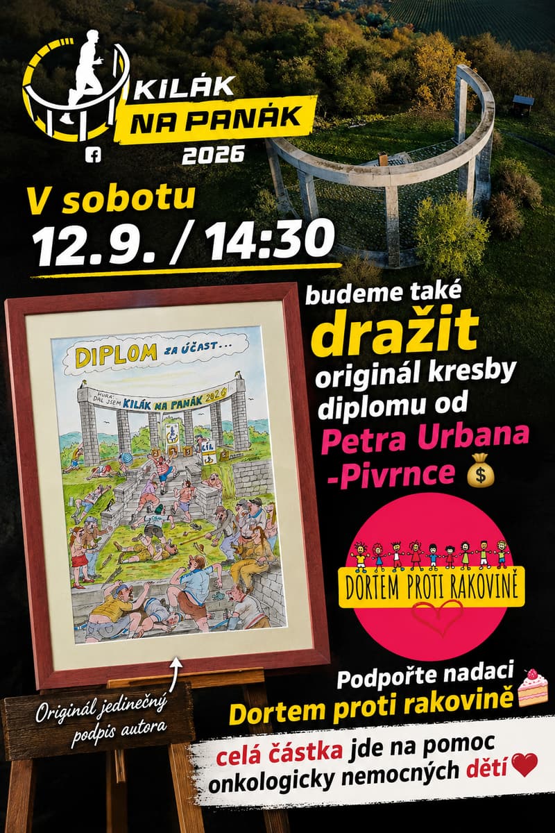 Dražba originálu kresby diplomu od Petra Urbana – Pivrnce ve prospěch nadace Dortem proti rakovině, 12. 9. 2026 ve 14:30