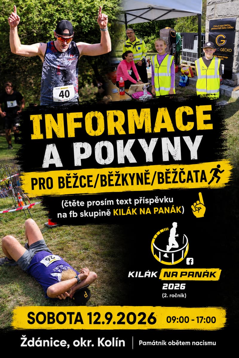 Informace a pokyny pro běžce, běžkyně a běžčata – KILÁK NA PANÁK 2026, sobota 12. 9. 2026, Ždánice, okr. Kolín